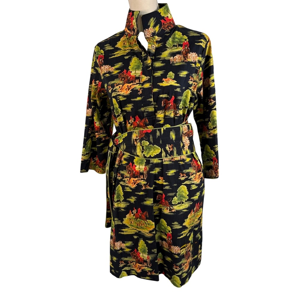 Holly Shae Arden Dress S / M Black Fox Hunt Toile Equestrian Stand Collar NWT